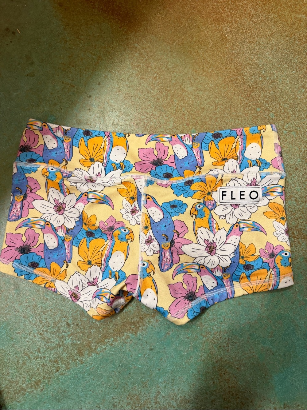 Fleo games exclusive Yellow Tropical Parrot Print Women's Athletic Shorts